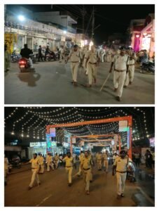 शहर में यातायात व्यवस्था एवं कानून-व्यवस्था बनाए रखने हेतु की गई फ्लैग मार्च।