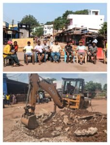 सड़क धंसने की गंभीर समस्या पर रवि जायसवाल ने दिया धरना, प्रशासन की नींद टूटी बीएसपी एवं रेलवे प्रशासन ने तत्काल शुरू कराया मरम्मत कार्य।